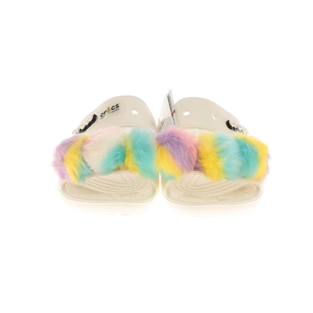 Ladies Crocs Size 8  white slides with jibbitz - BNWT